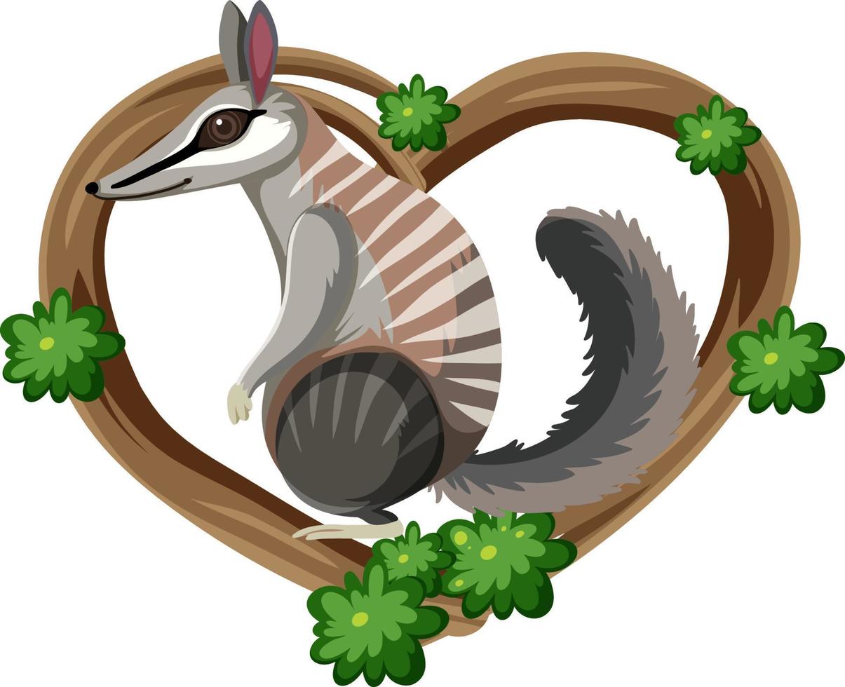 Numbat with liana heart frame vector