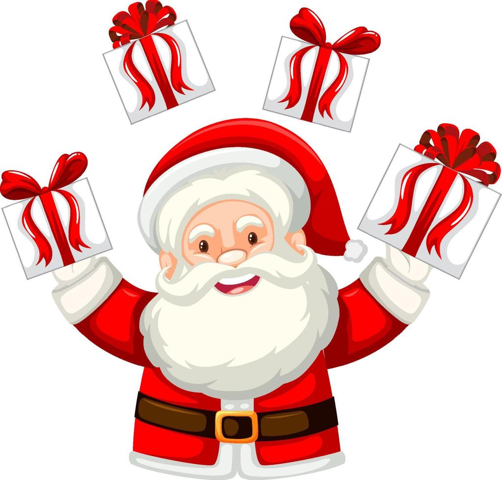 Santa Claus with Christmas gift boxes vector