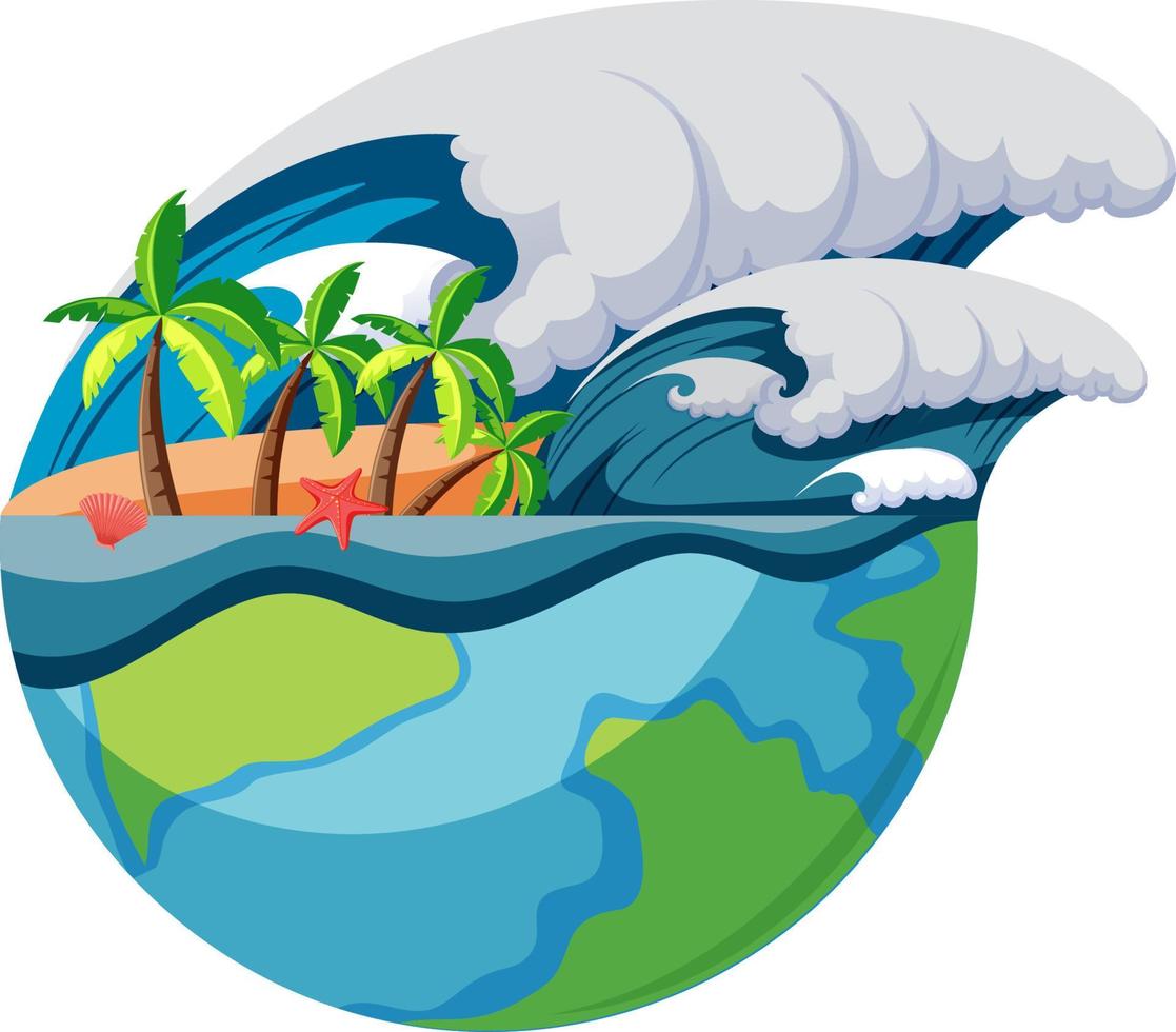 Ocean wave on earth planet isolated vector