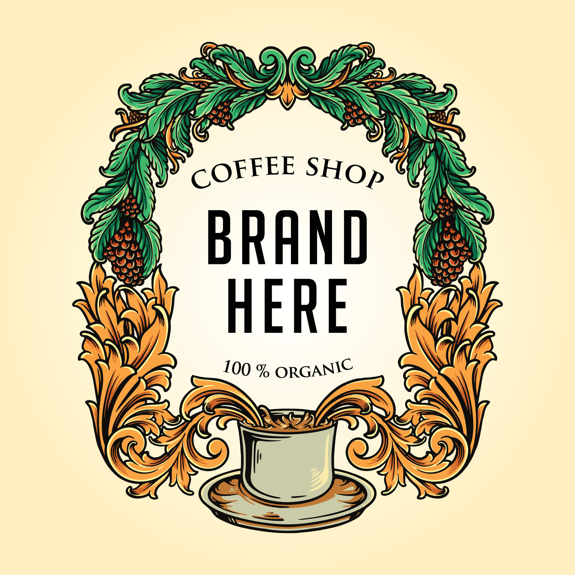 Luxury Coffee Shop Frame Vintage Vector Illustrations For Your Work luxury-coffee-shop-frame-vintage-vector-illustrations-for-your-work