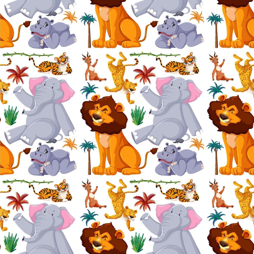 Animals wildlife seamless pattern vector