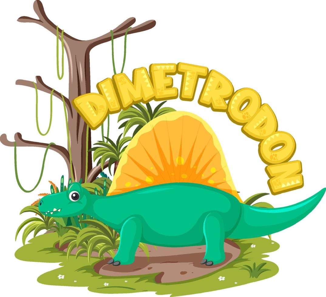 Little cute dimetrodon dinosaur cartoon character vector