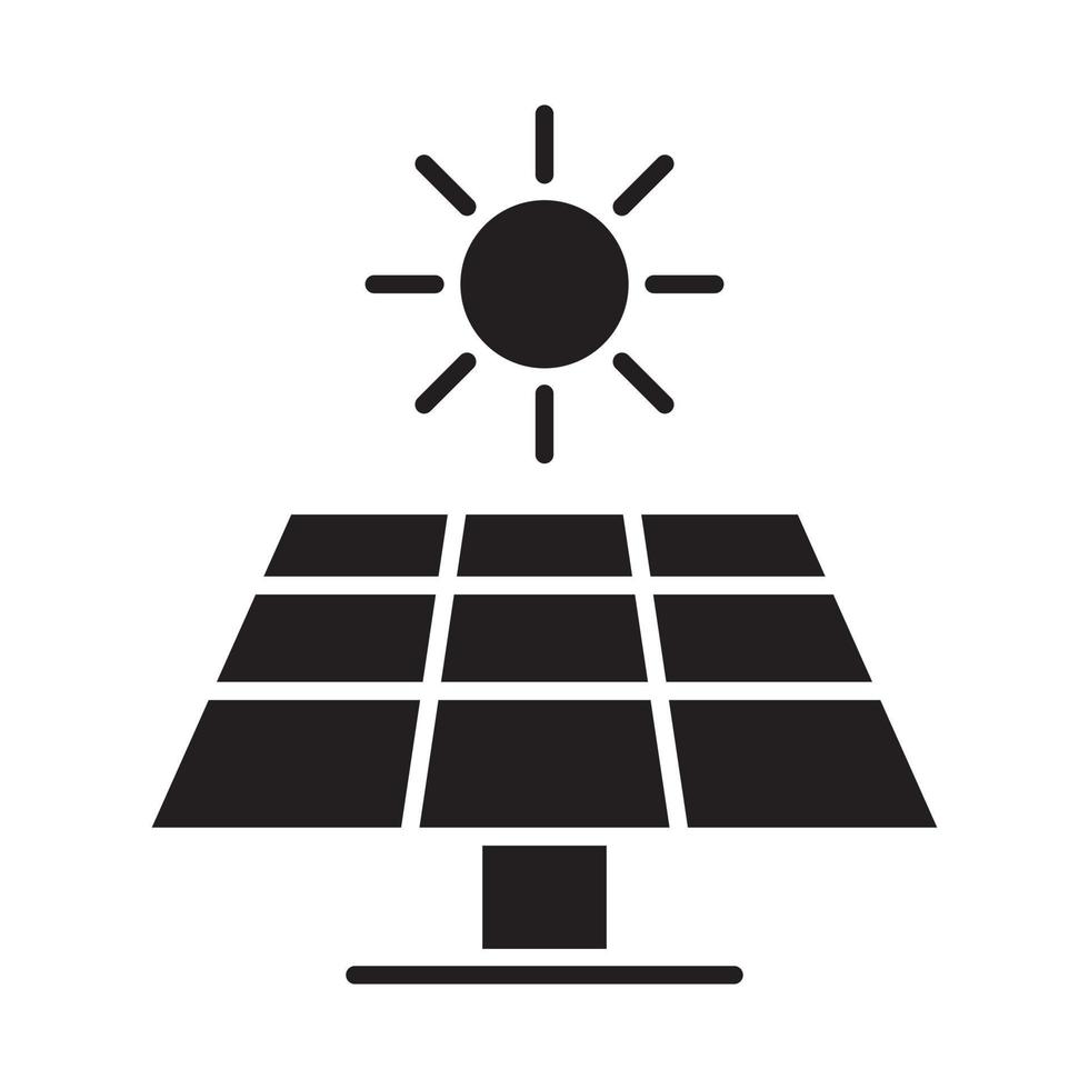icono de energía solar vector signo de panel de energía solar para diseño gráfico, logotipo, sitio web, redes sociales, aplicación móvil, ilustración de interfaz de usuario