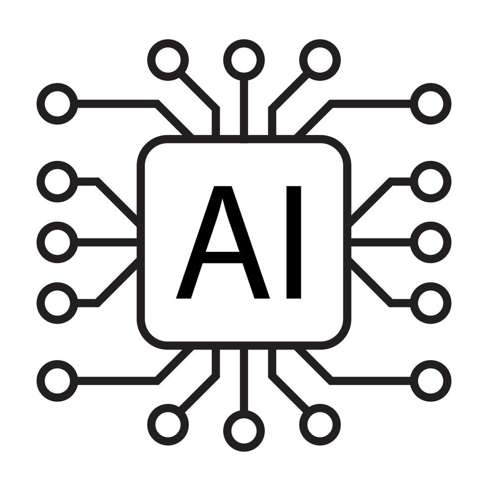 símbolo de icono de vector de chip de procesador de inteligencia artificial ai para diseño gráfico, logotipo, sitio web, redes sociales, aplicación móvil, ilustración de interfaz de usuario