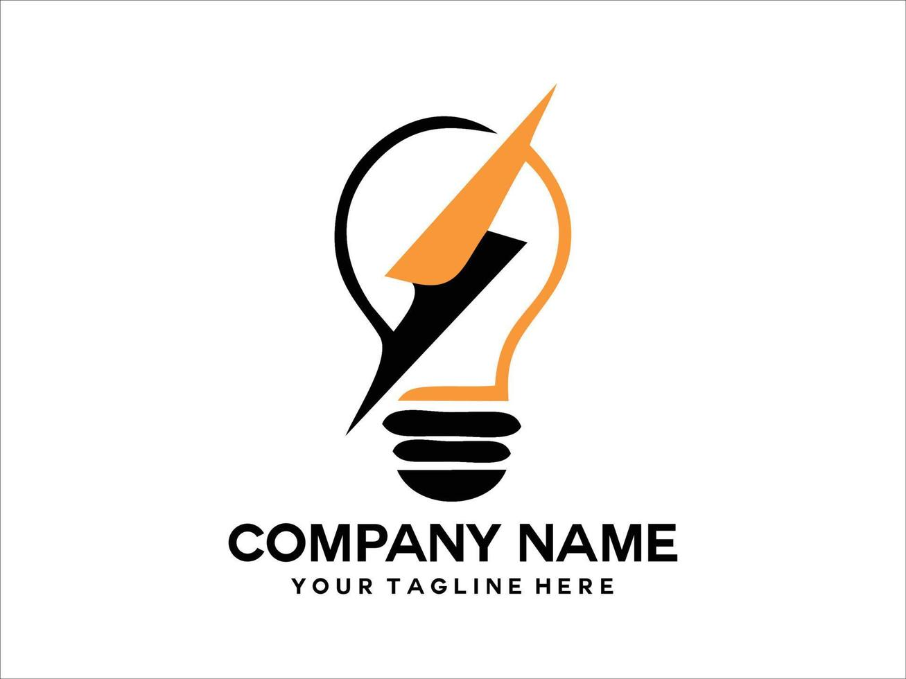 lamp logo with electric symbol vector