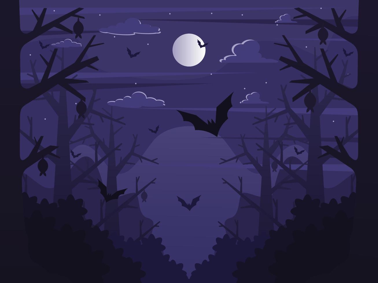 fondo de halloween con un murciélago en la noche vector