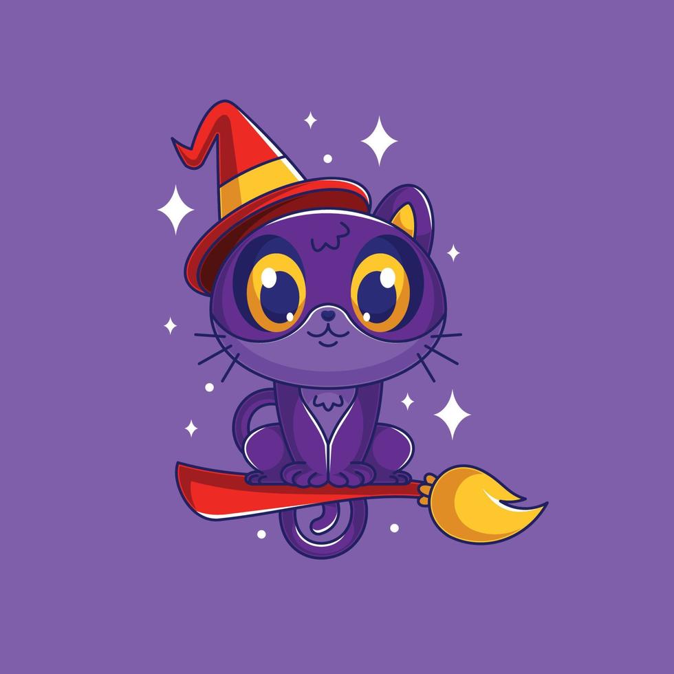 Cartoon gradient Halloween cat illustration vector