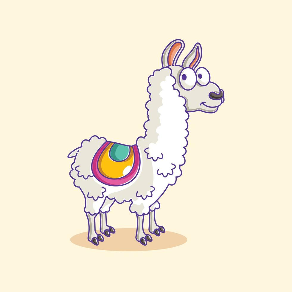 Vector illustration of cartoon alpaca