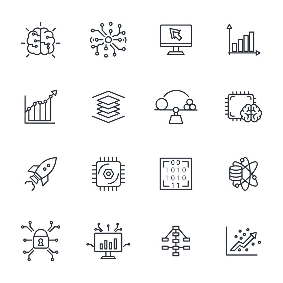machine learning icons set . machine learning pack symbol vector elements for infographic web