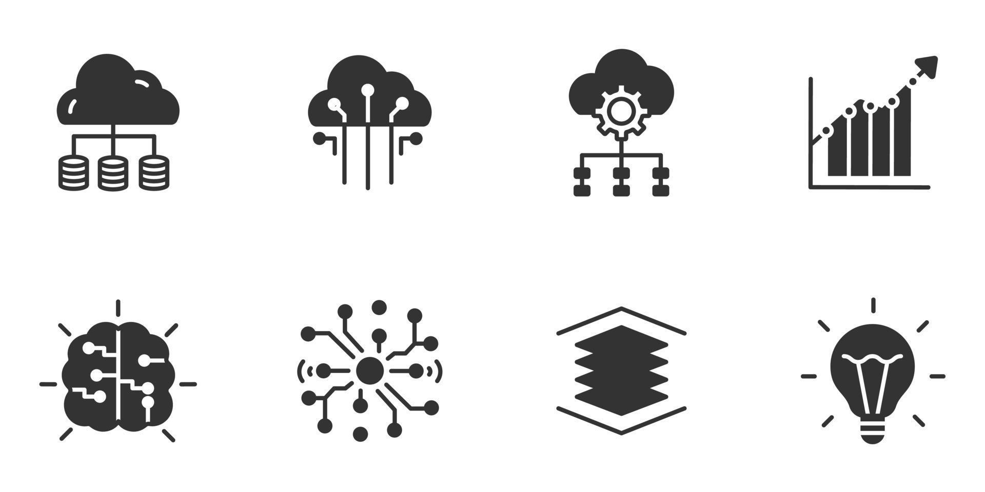 machine learning icons set . machine learning pack symbol vector ...