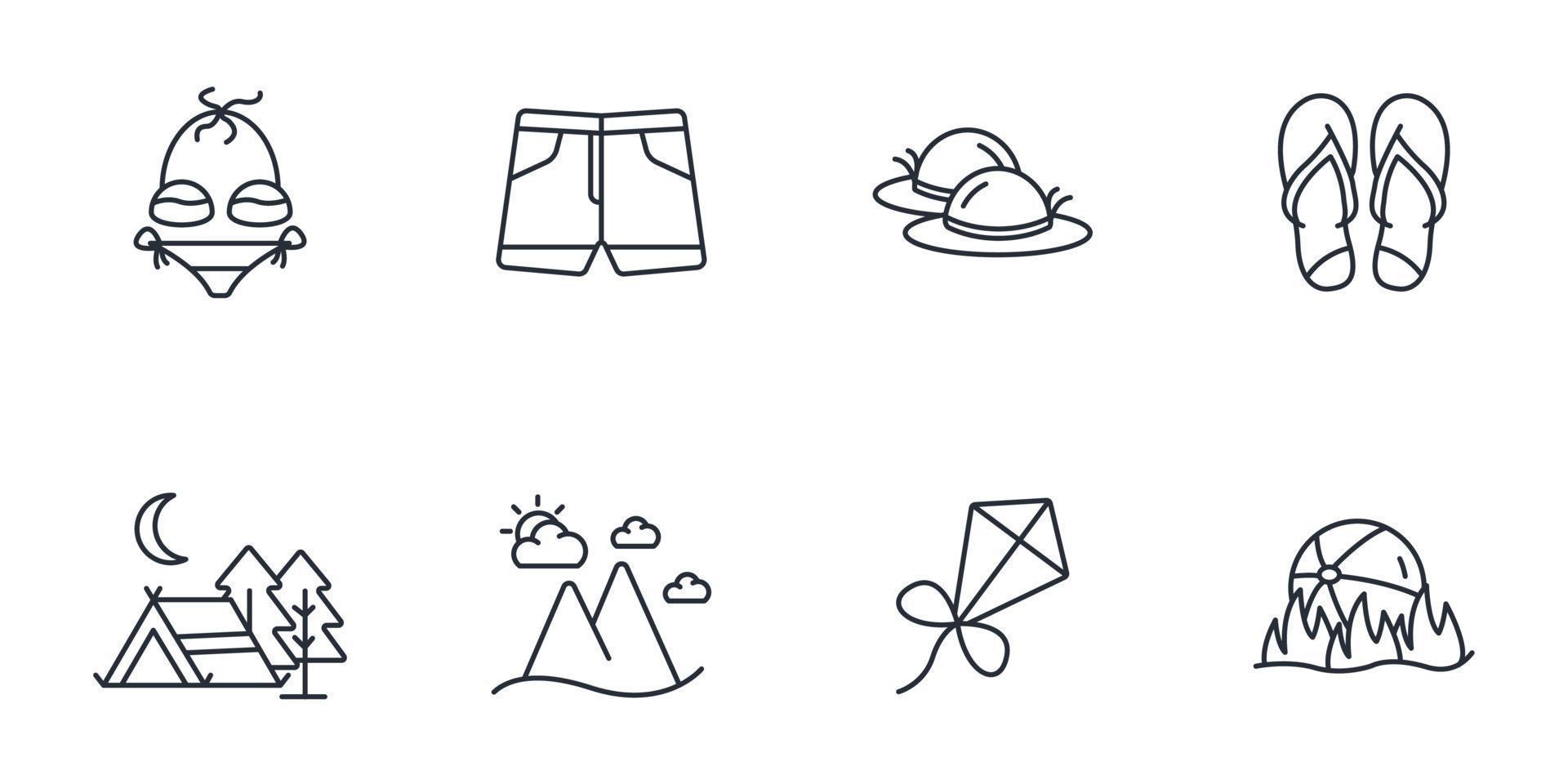 summer vacation icons set . summer vacation pack symbol vector elements for infographic web