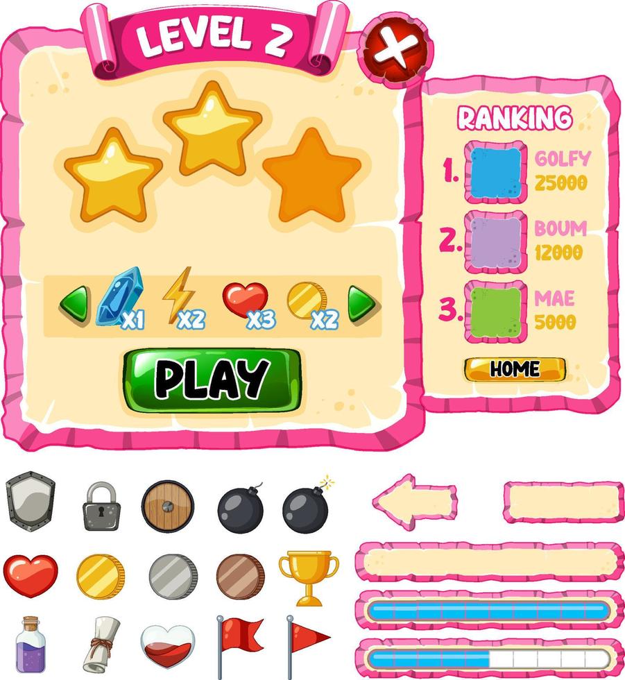 Game element template design set vector
