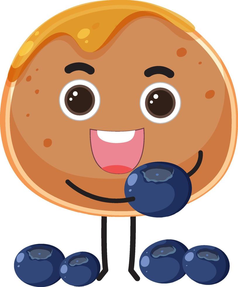 Pancake cartoon character with blueberry vector