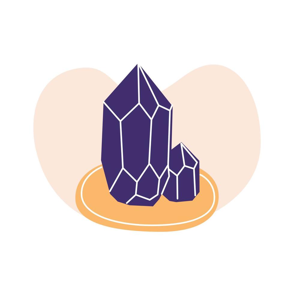 Amethyst Crystal Shard. Flat cartoon vector illustration, isolated on a white background.