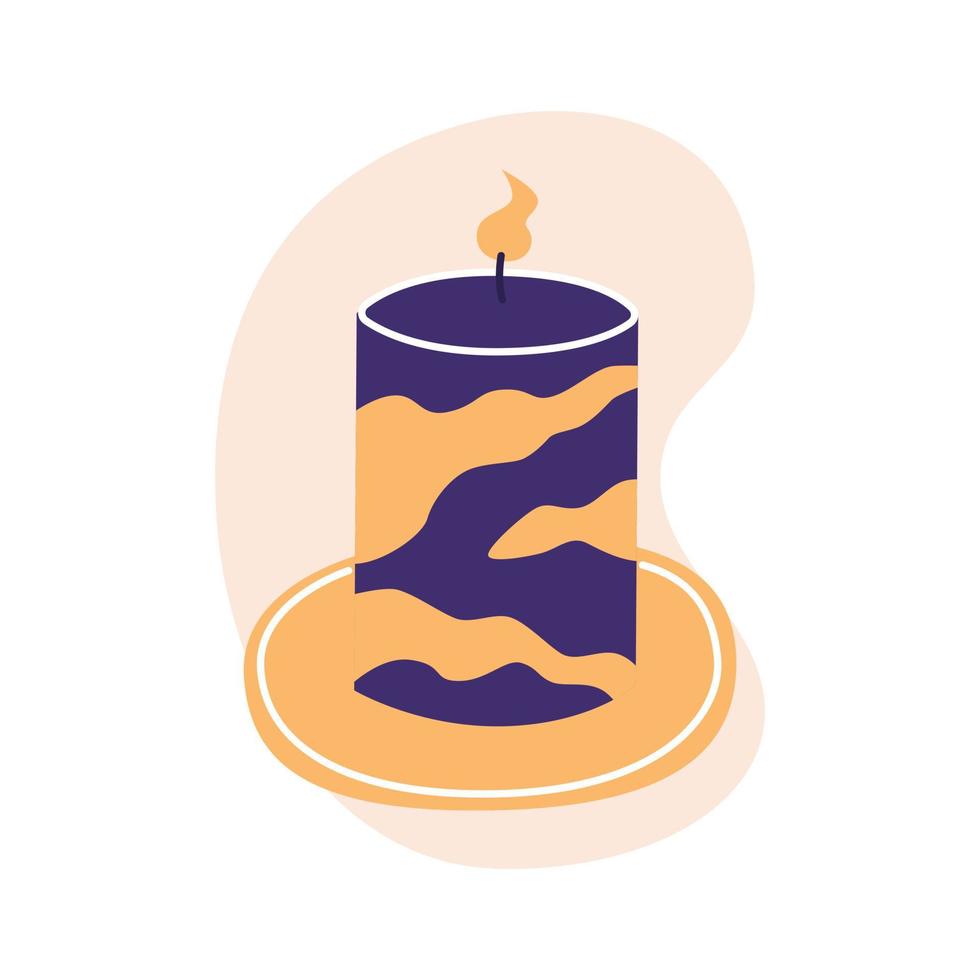 Decorative wax candles for relax and spa. Flat vector illustration in trendy colors, isolated on white background.