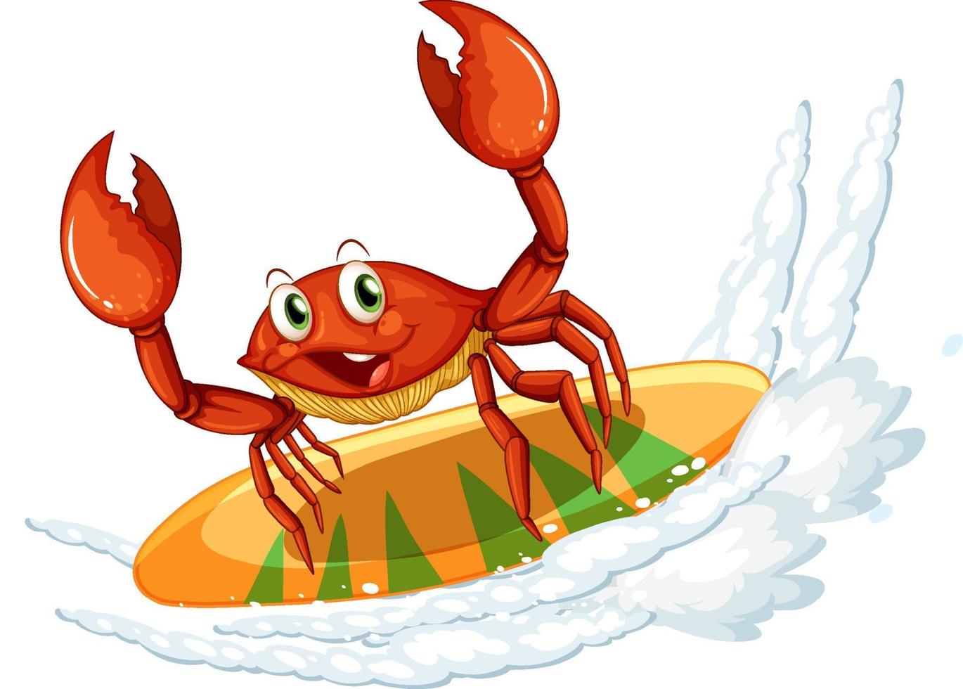 Cute crab cartoon character surfing vector