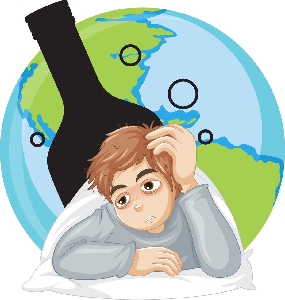 Alcoholic man cartoon character vector