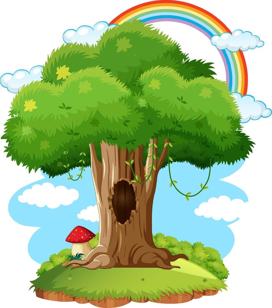 Tree with houses in the forest vector