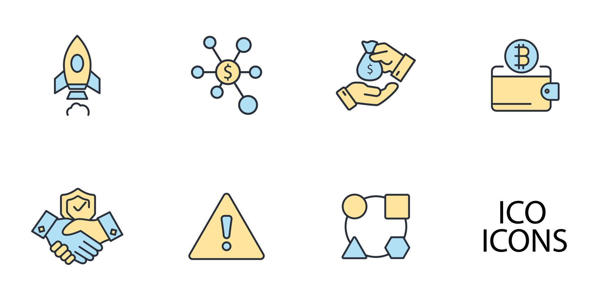 Initial Coin Offering  icons set . Initial Coin Offering  pack symbol vector elements for infographic web