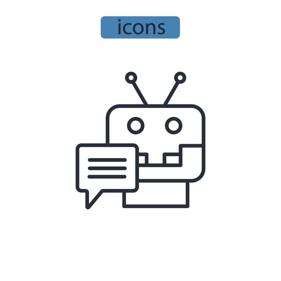Los iconos de chatbot simbolizan los elementos vectoriales para la web infográfica. vector