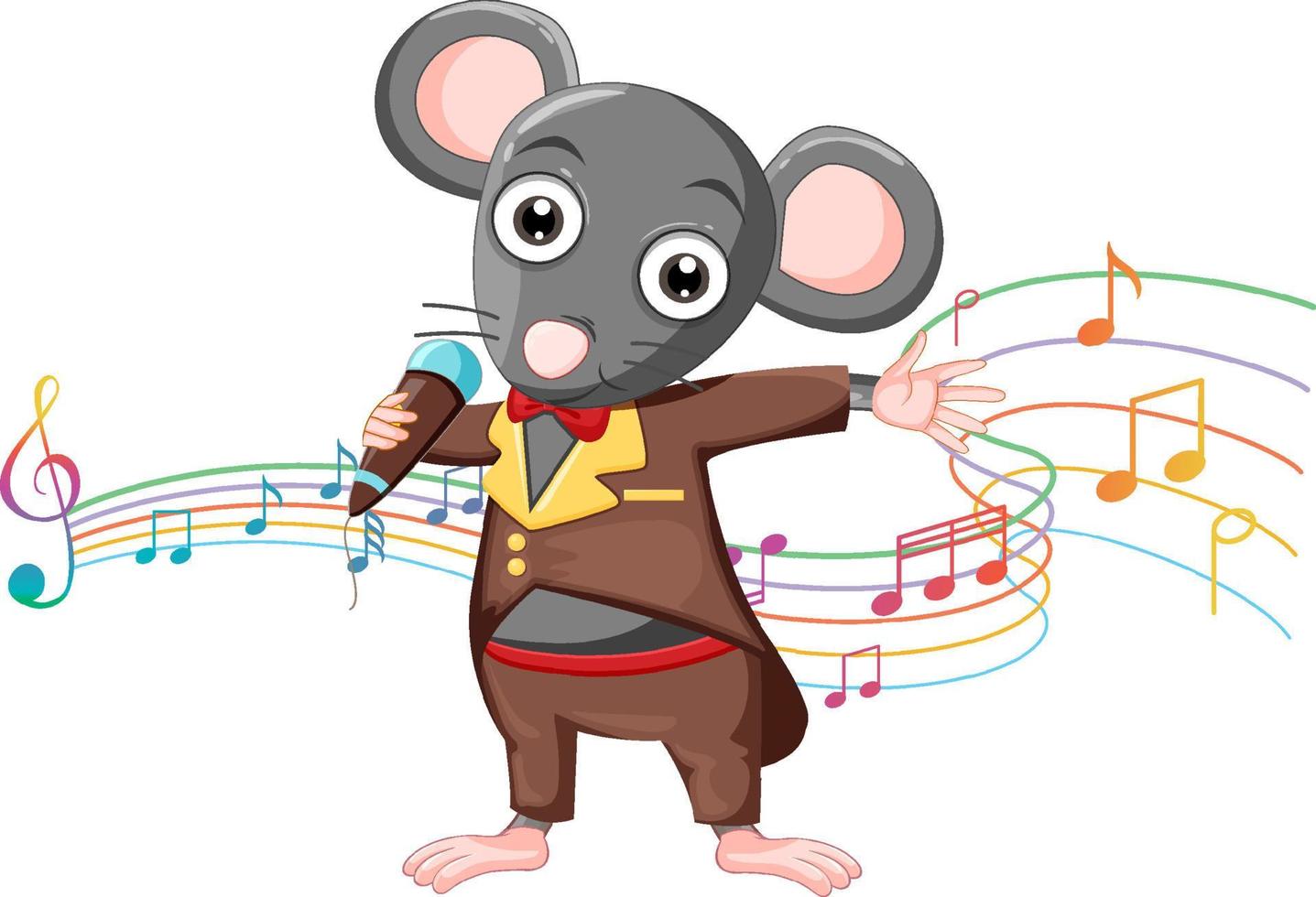 Rat singer cartoon character on white background vector