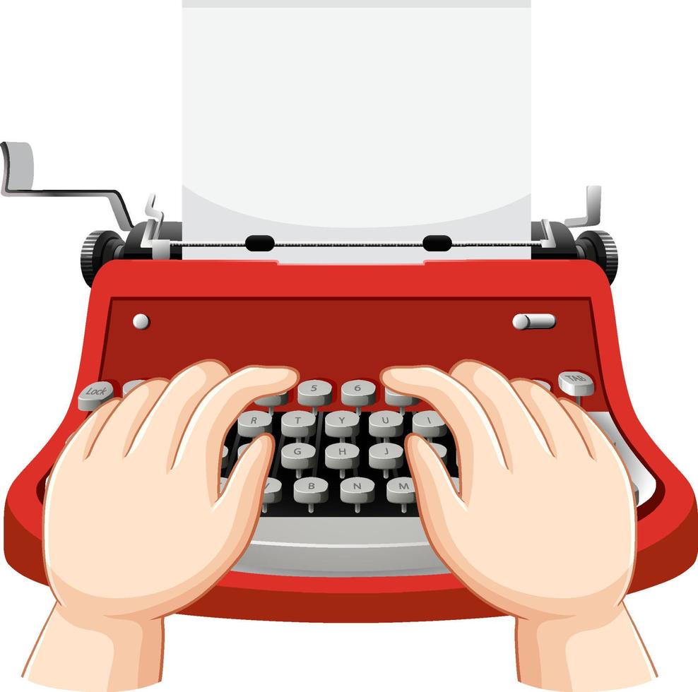 Hand typing on typewriter vector