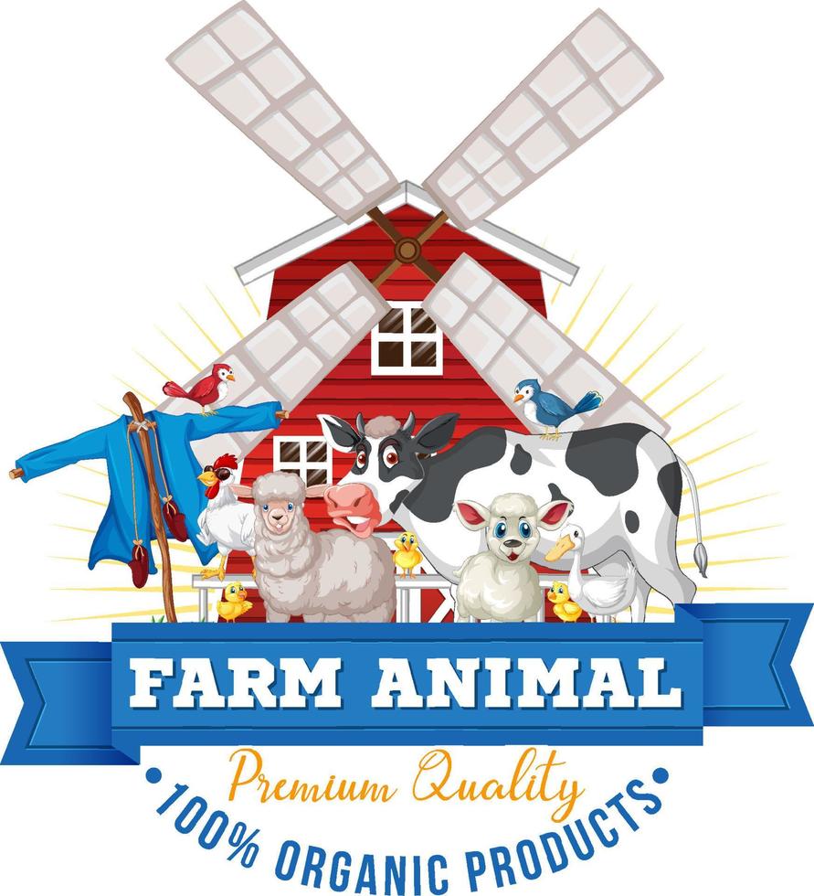 diseño de logotipo con palabras animales de granja vector