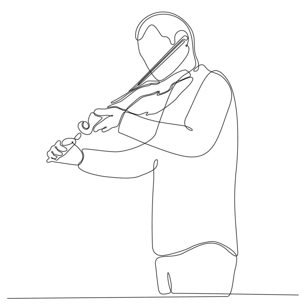 continuous line drawing man playing violin vector illustration