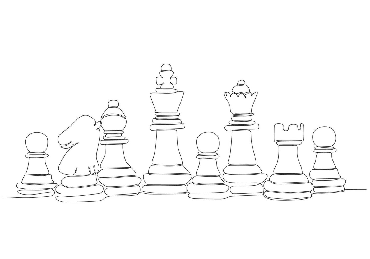 continuous line drawing chess vector illustration