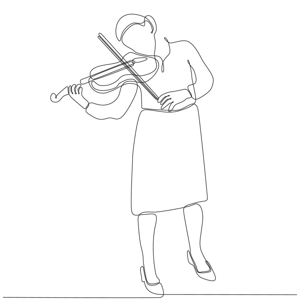 dibujo de línea continua mujer tocando violín ilustración vectorial vector