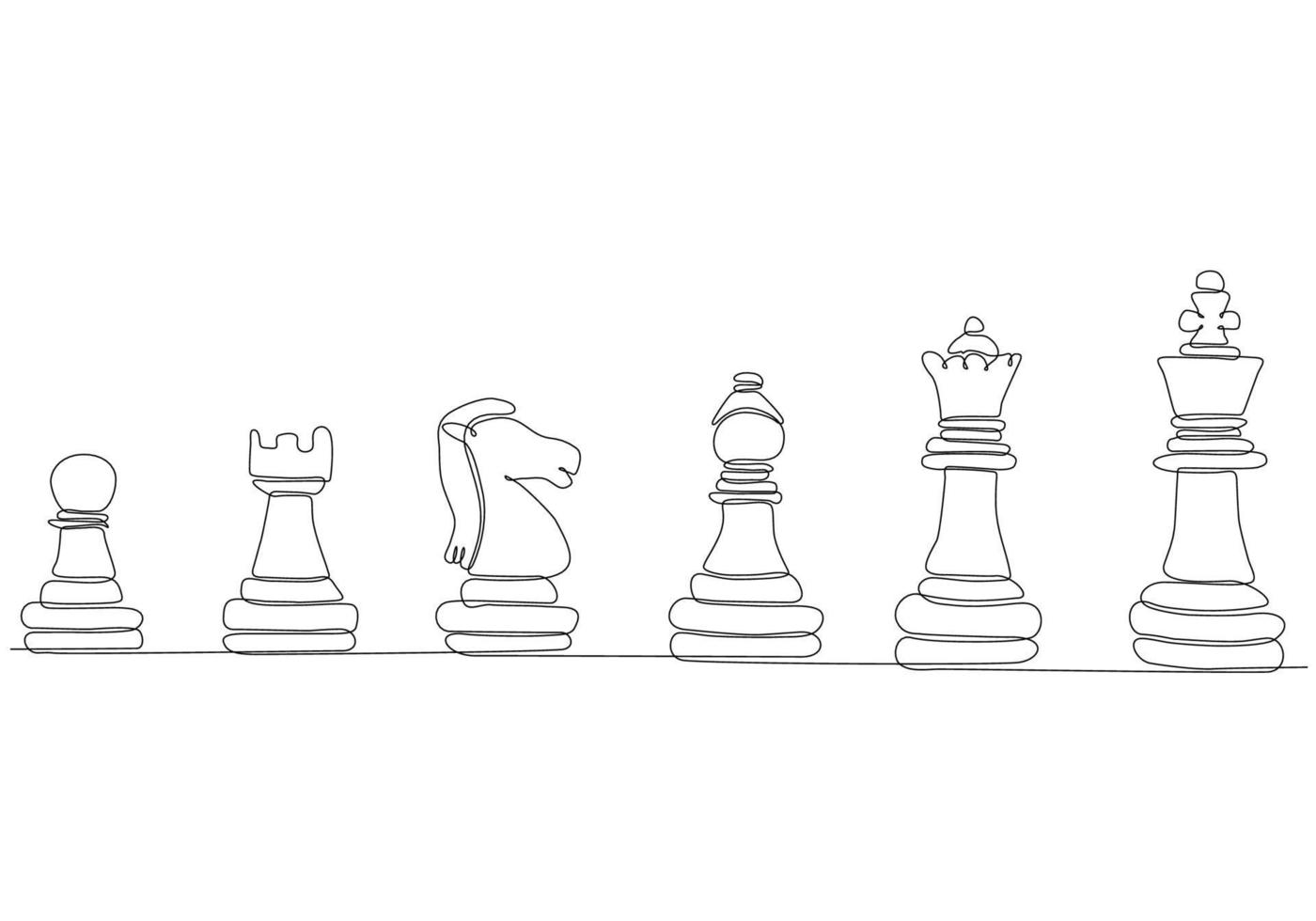 continuous line drawing chess vector illustration