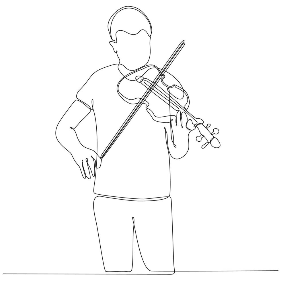 continuous line drawing man playing violin vector illustration