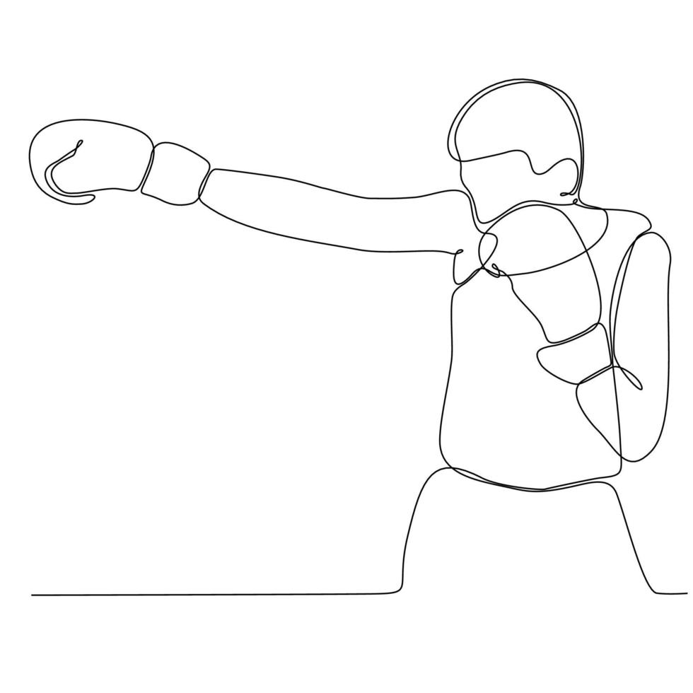 continuous line drawing of boxing athlete male vector illustration