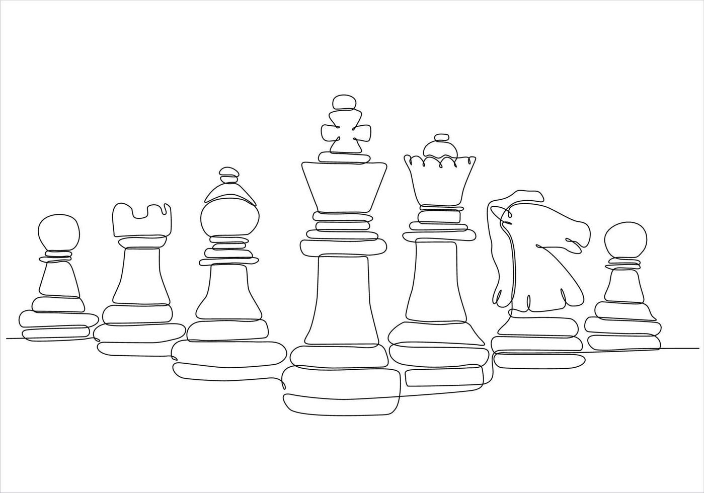 Premium Vector  Line art sketch of all chess pieces aligned.