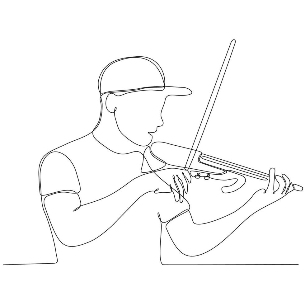 continuous line drawing man playing violin vector illustration