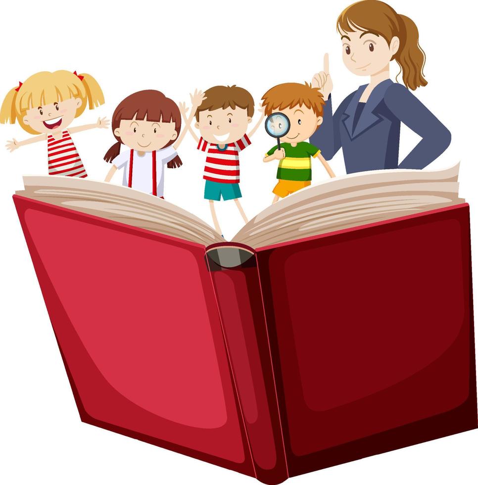 People with opened book vector