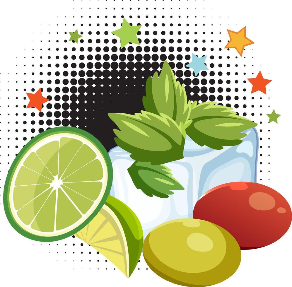 Cocktail ingredients on white backgroud vector