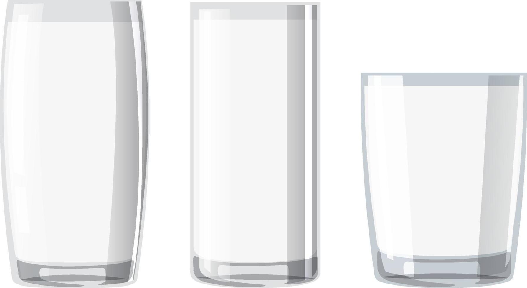 Set of different glasses of milk vector