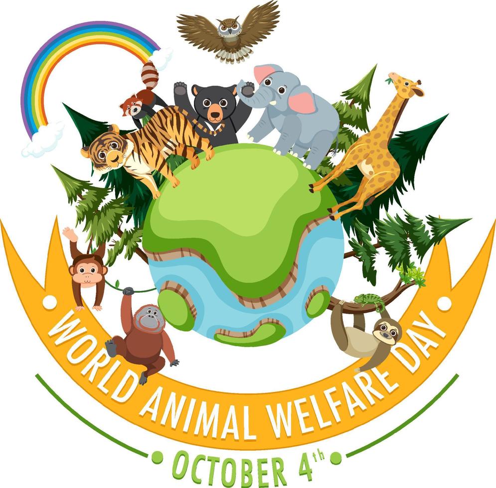 World Animal Welfare Day Concept Vector