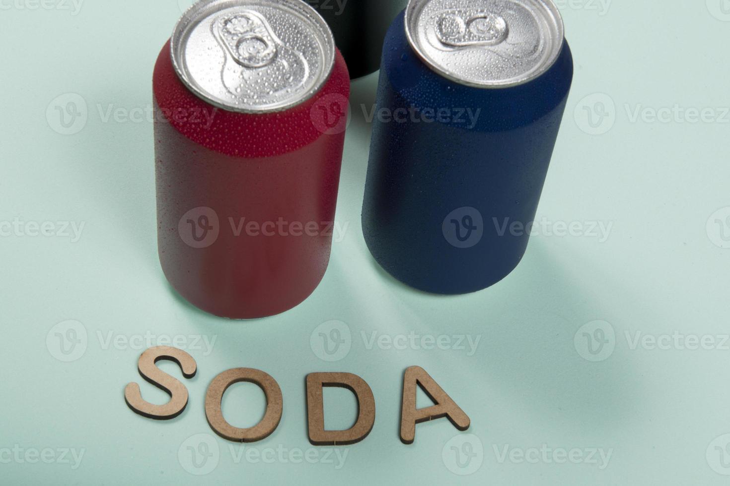Colorful, cold wet aluminum can photo