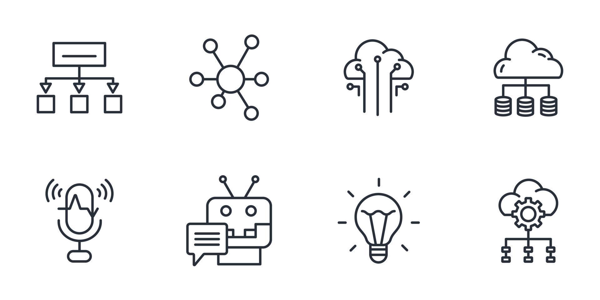 machine learning icons set . machine learning pack symbol vector ...