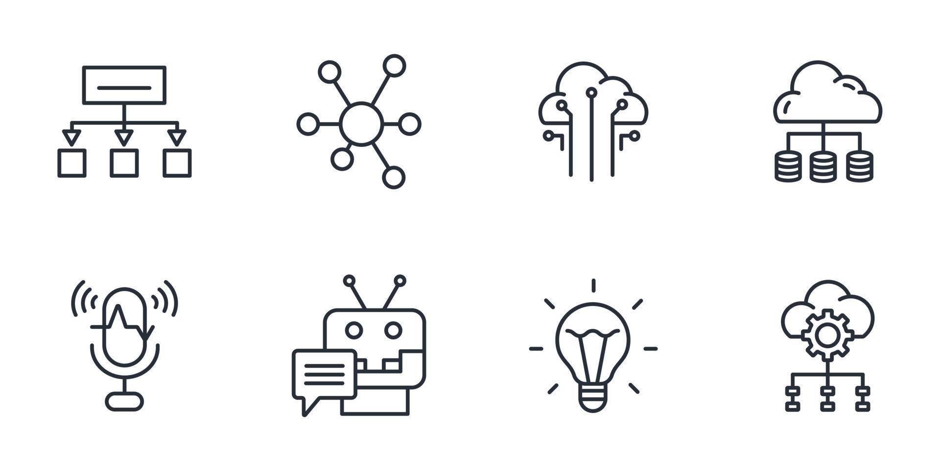 machine learning icons set . machine learning pack symbol vector elements for infographic web