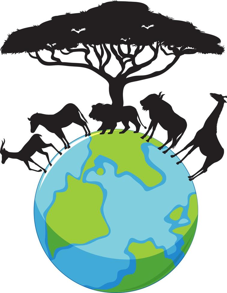 Animals on earth icon on white background vector