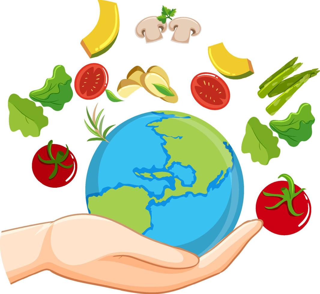 Earth around with food and vegetable vector
