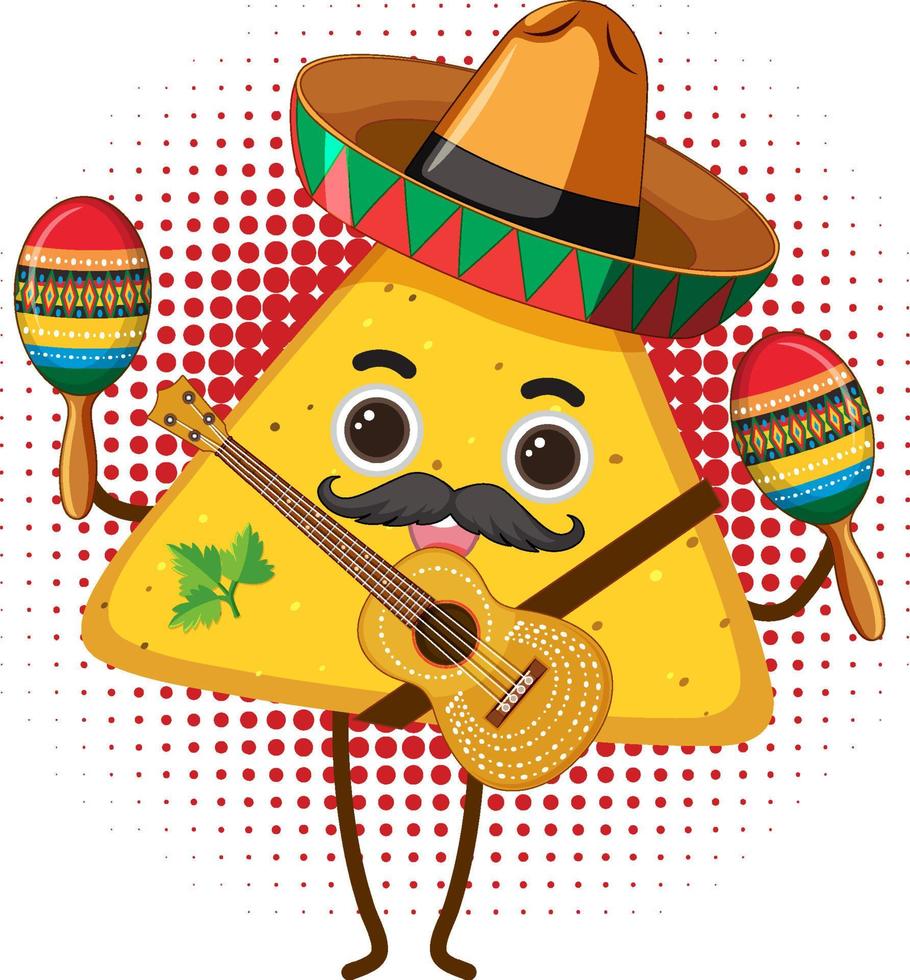 Nachos Mexican food cartoon character vector