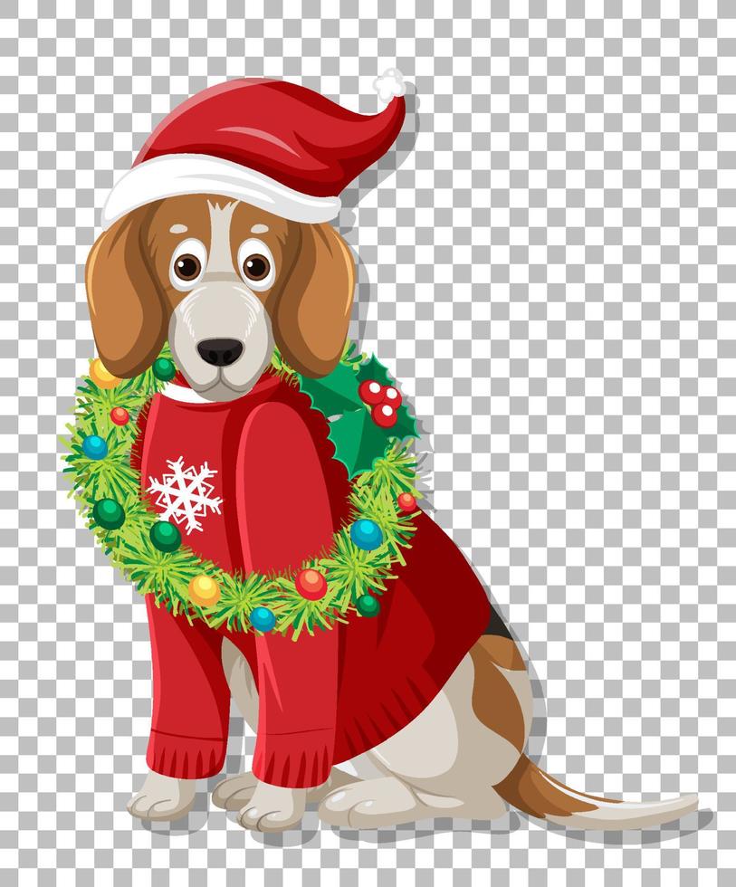 A dog wearing Christmas hat vector