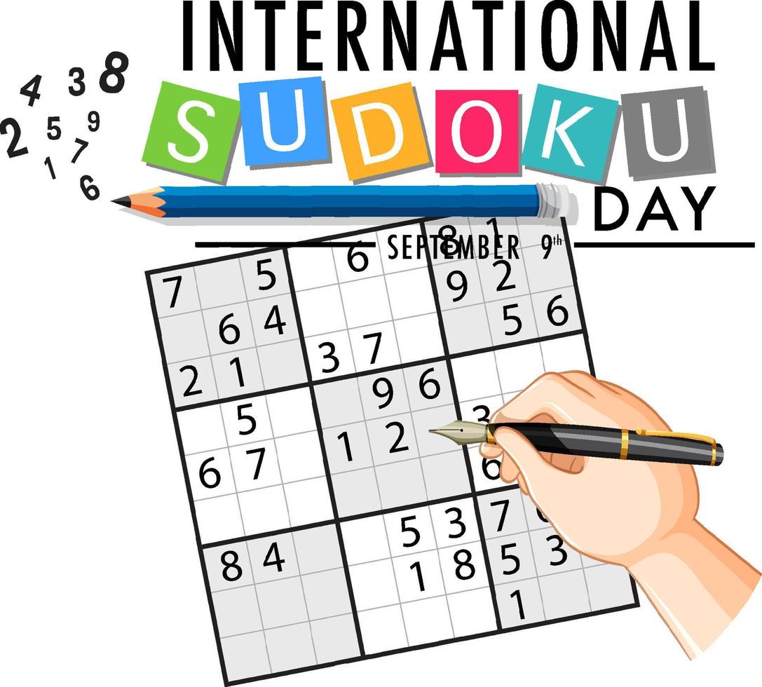 día internacional del sudoku 9 de septiembre vector