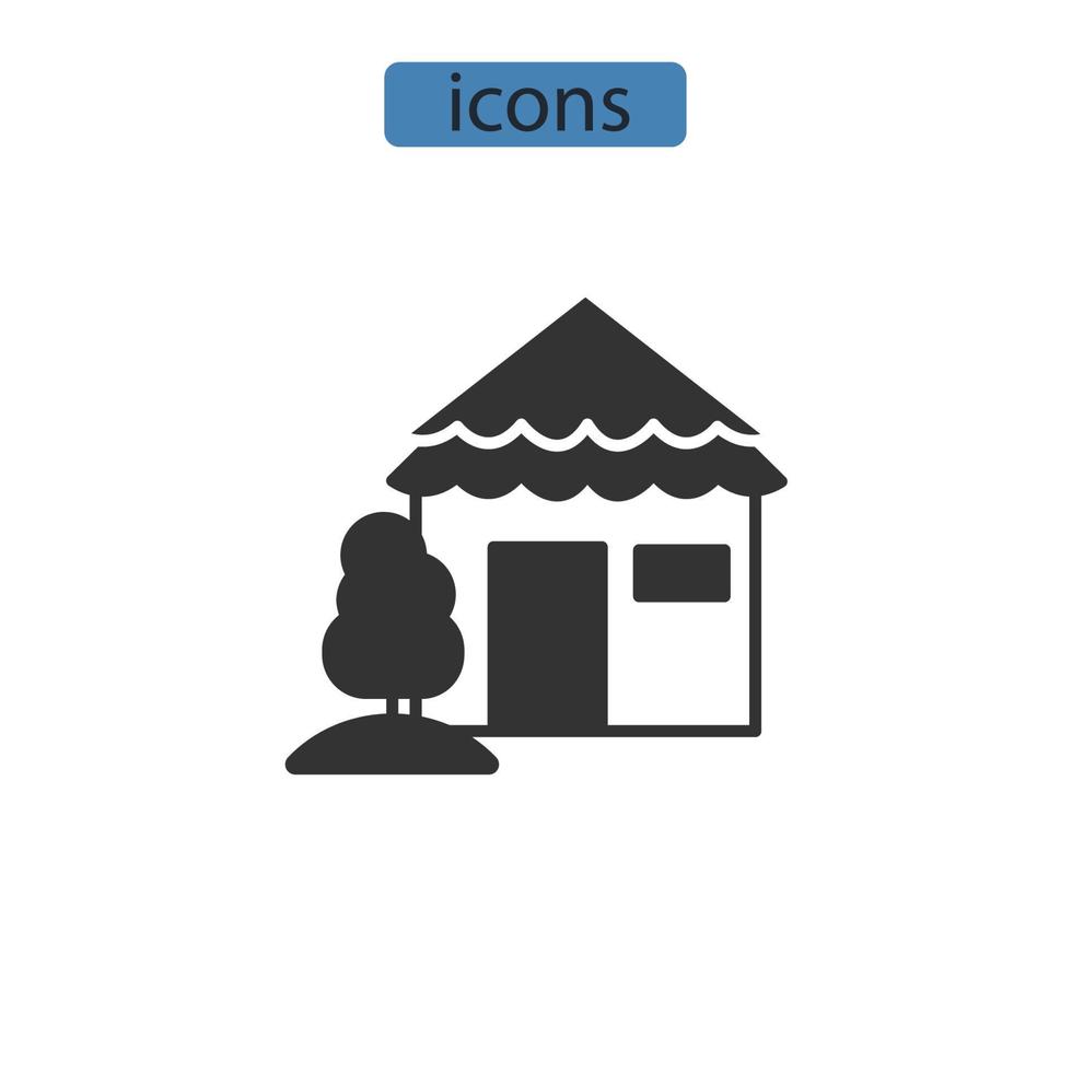 bungalow iconos símbolo vector elementos para infografía web