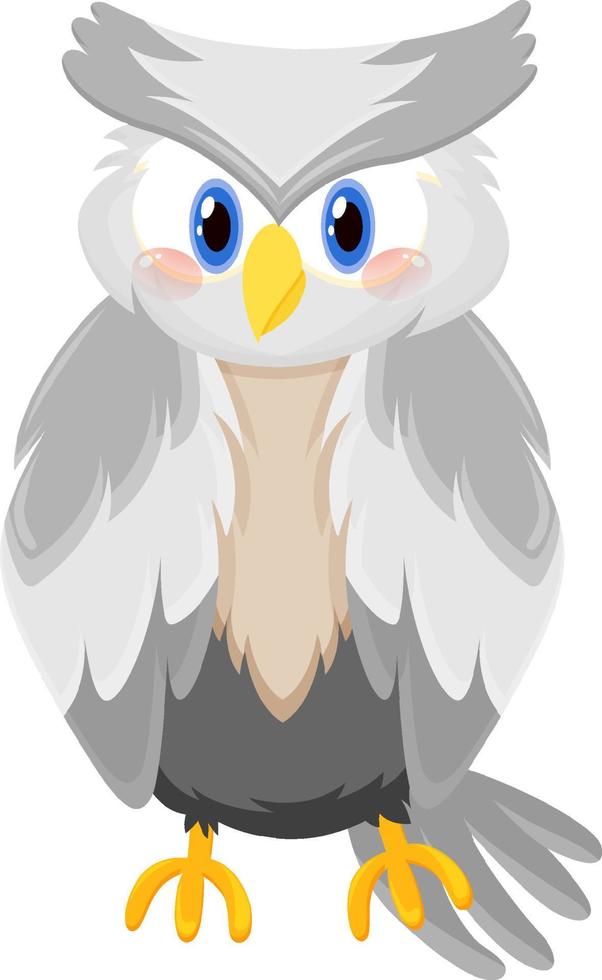 pájaro búho blanco en estilo de dibujos animados vector