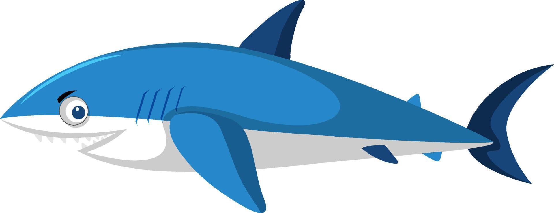 lindo personaje de dibujos animados de tiburón aislado vector
